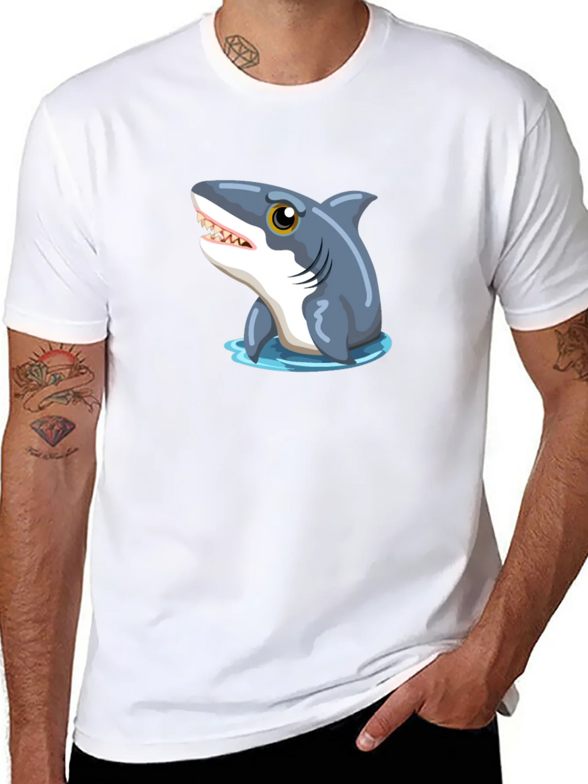 Shark Graphic Tee - Black Cotton T-Shirt product image 7