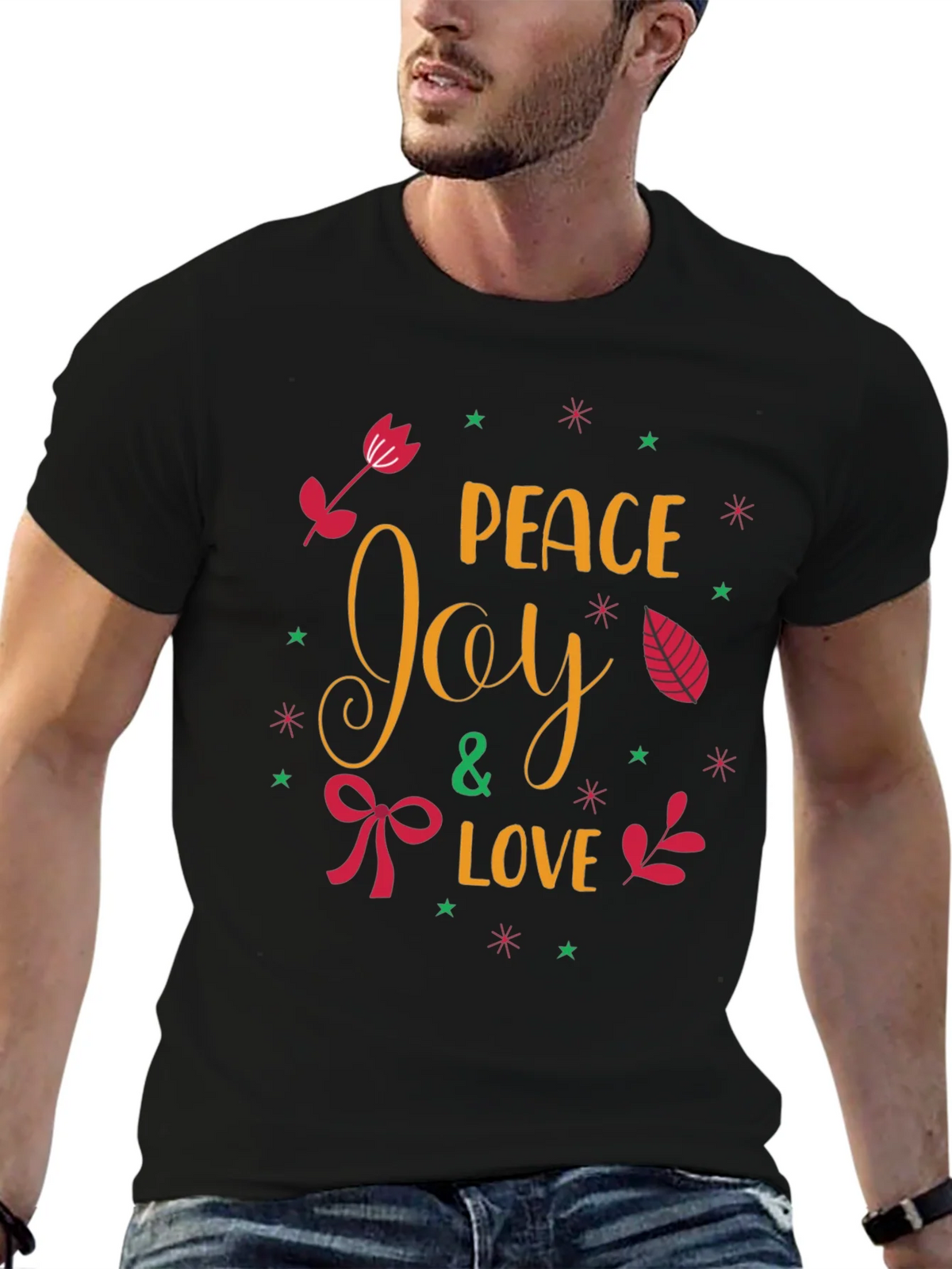 Peace Joy & Love Holiday T-Shirt product image 6