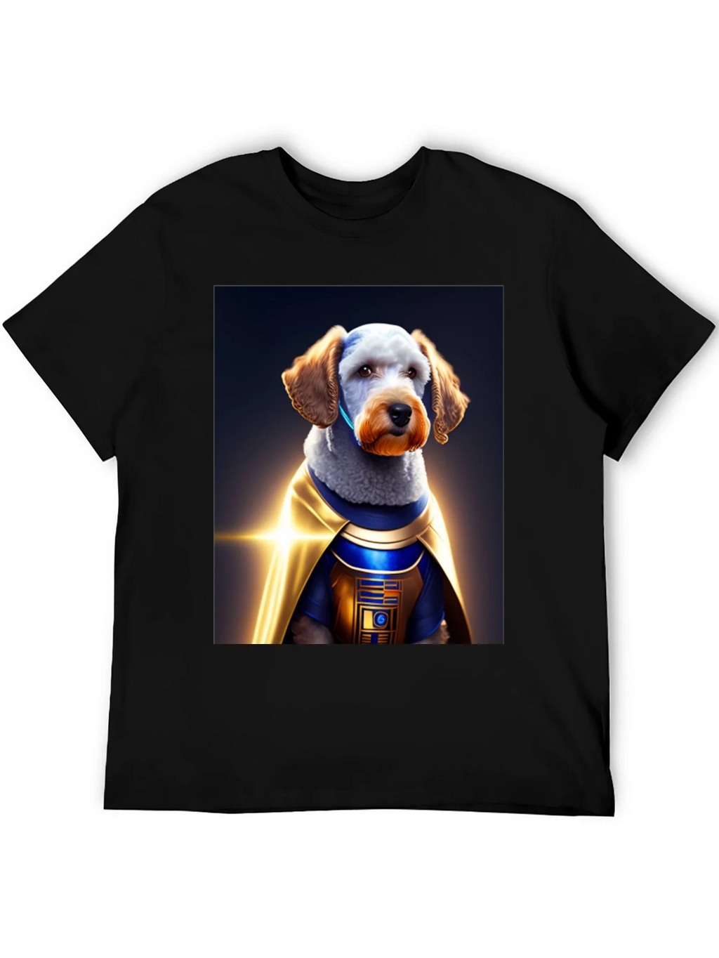 Dog Dressed as R2-D2 on Black T-Shirt product image 5