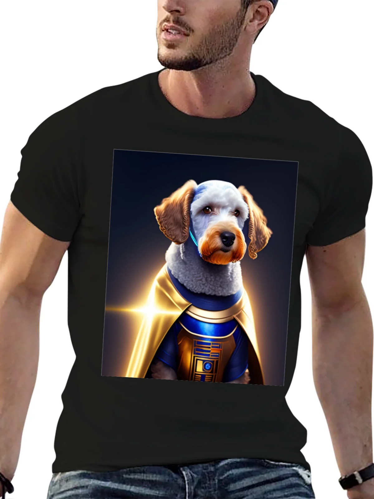 Dog Dressed as R2-D2 on Black T-Shirt product image 6