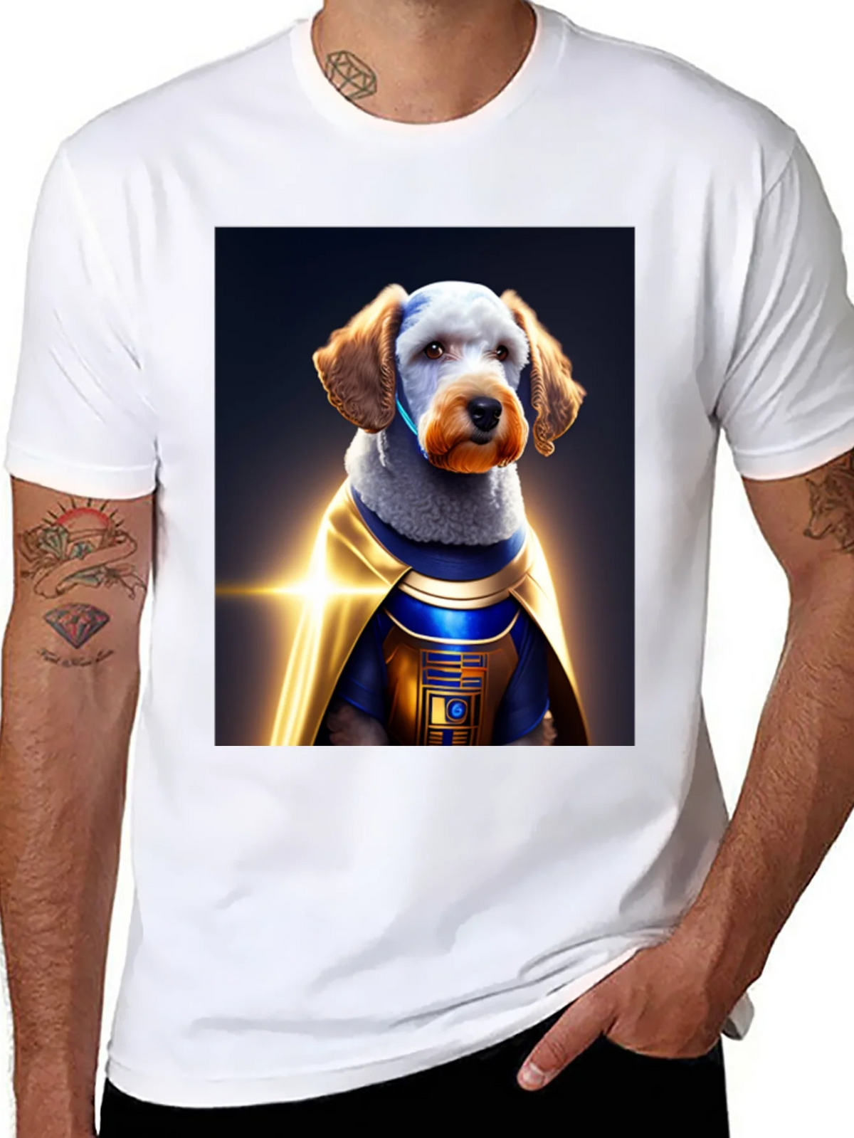 Dog Dressed as R2-D2 on Black T-Shirt product image 7