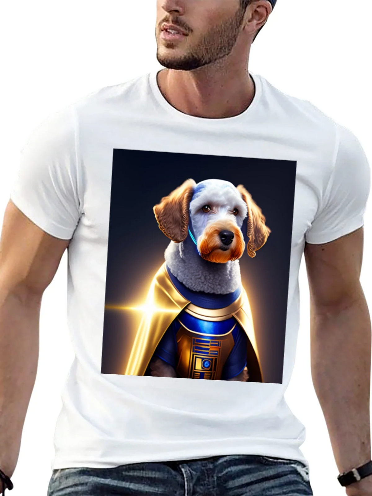 Dog Dressed as R2-D2 on Black T-Shirt product image 12