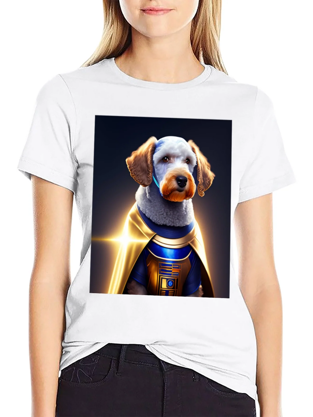 Dog Dressed as R2-D2 on Black T-Shirt product image 8