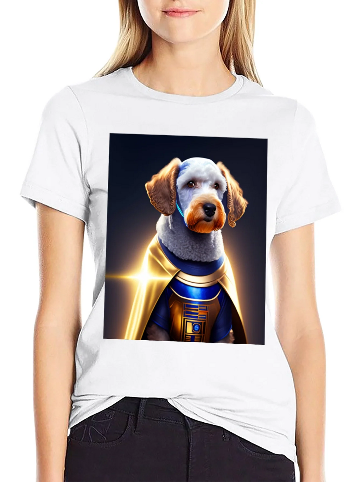 Dog Dressed as R2-D2 on Black T-Shirt product image 8