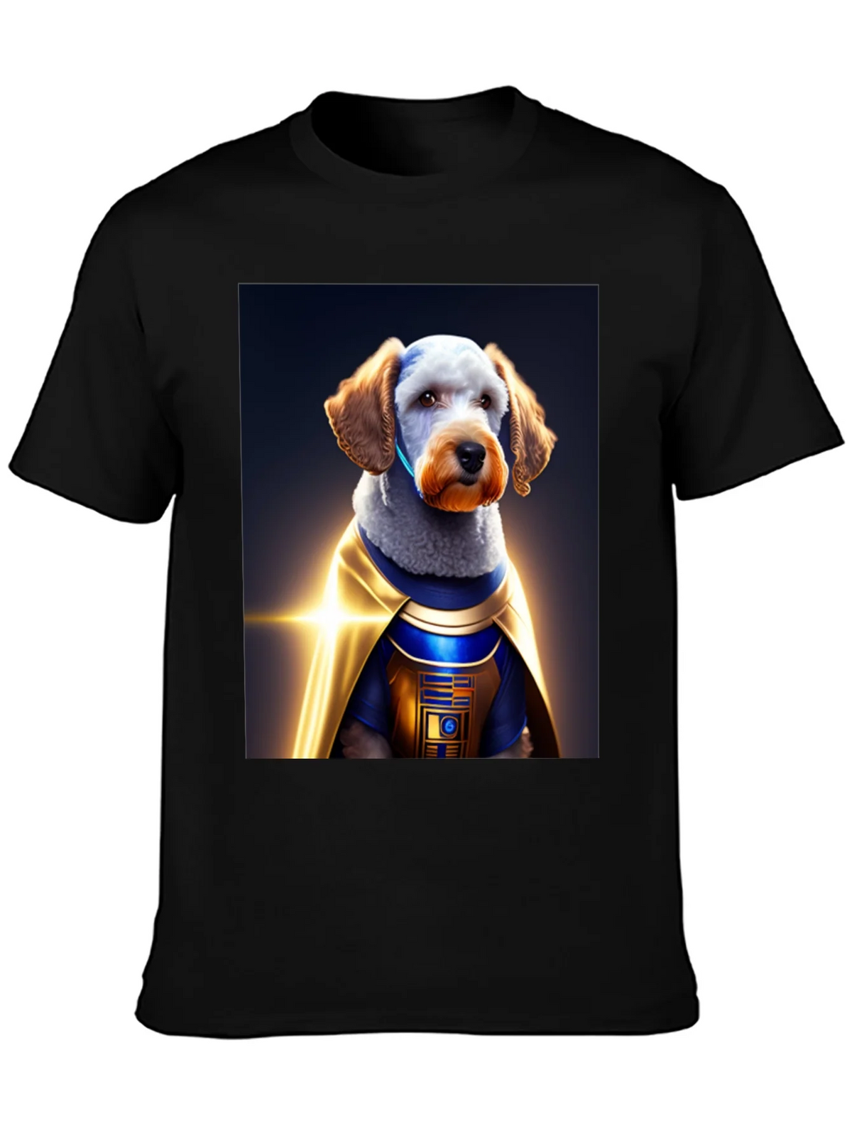 Dog Dressed as R2-D2 on Black T-Shirt product image 3