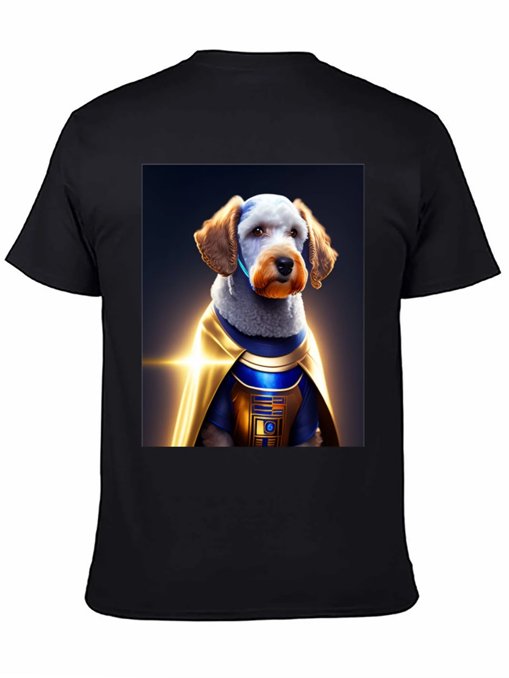 Dog Dressed as R2-D2 on Black T-Shirt product image 4