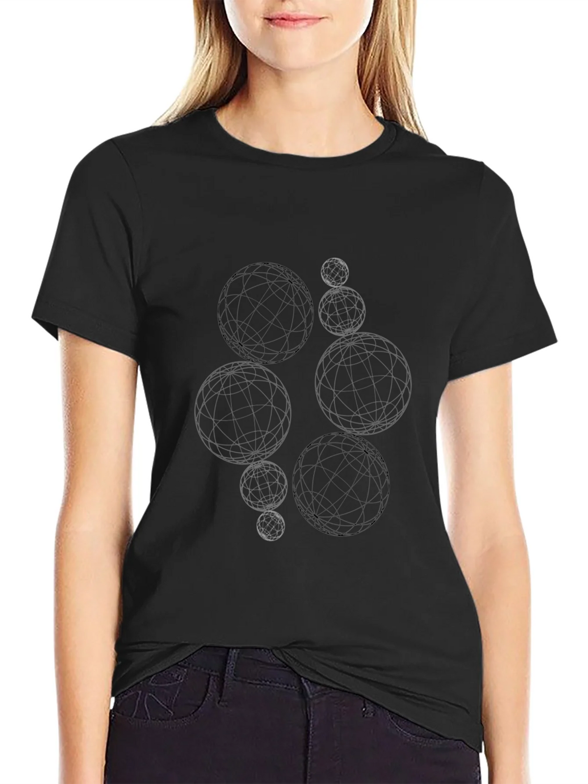 Abstract Sphere Graphic Tee - Modern Black T-Shirt product image 2