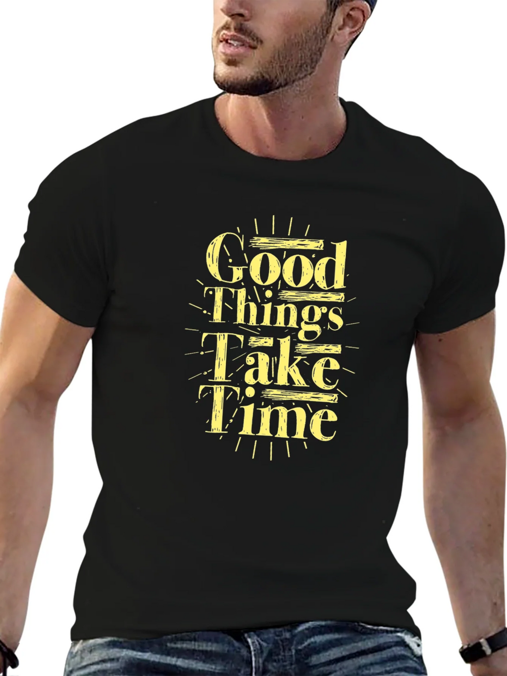 Good Things Take Time Black Graphic Tee product image 6