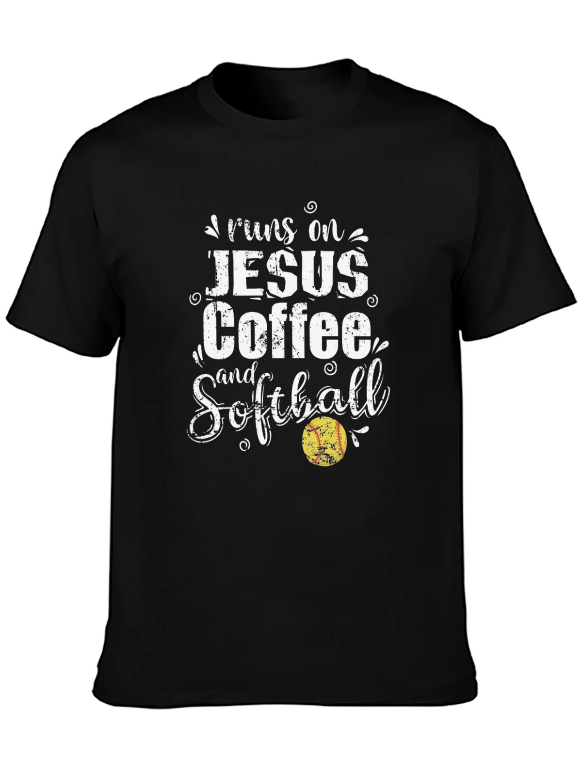 Runs on Jesus Coffee and Softball T-Shirt product image 3