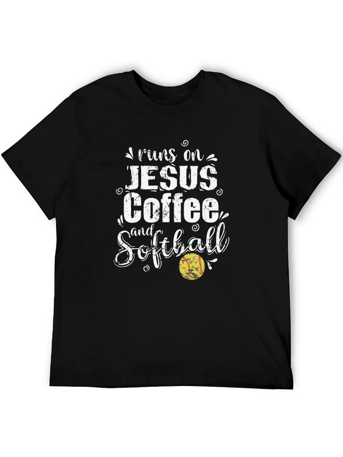 Runs on Jesus Coffee and Softball T-Shirt product image 5