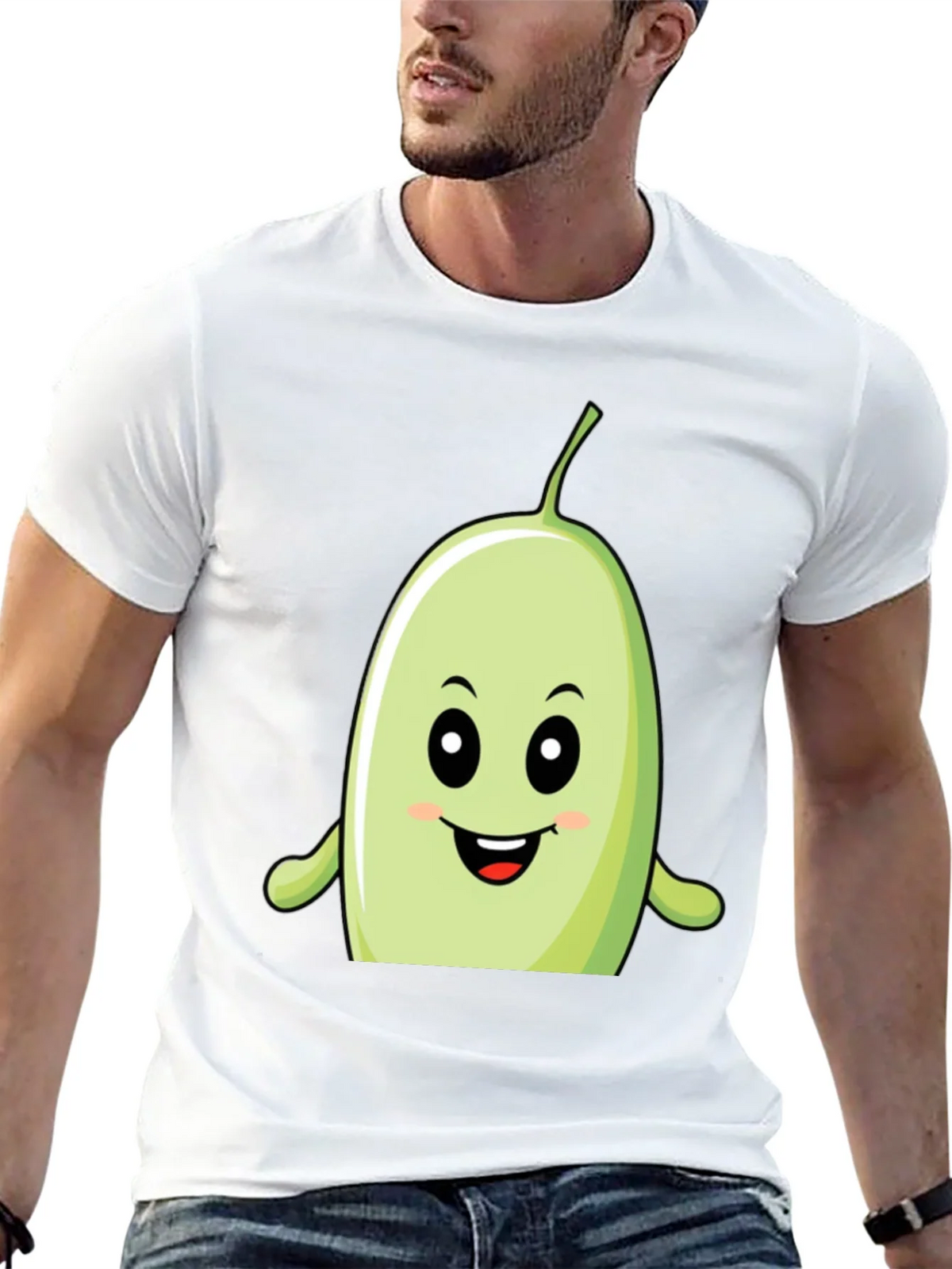 Funny Bean Cartoon Graphic Black T-Shirt product image 12