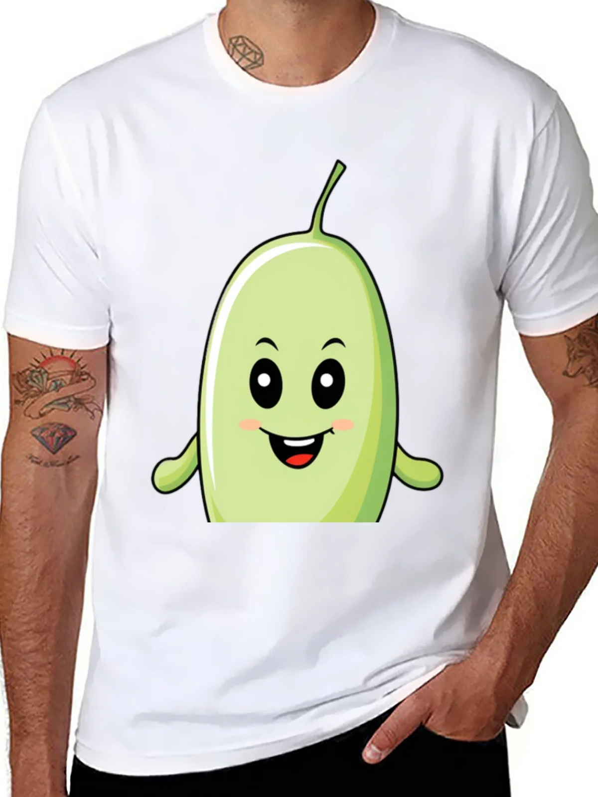 Funny Bean Cartoon Graphic Black T-Shirt product image 7