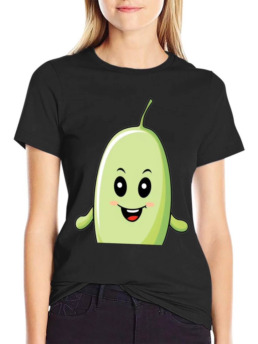 Funny Bean Cartoon Graphic Black T-Shirt product image 2