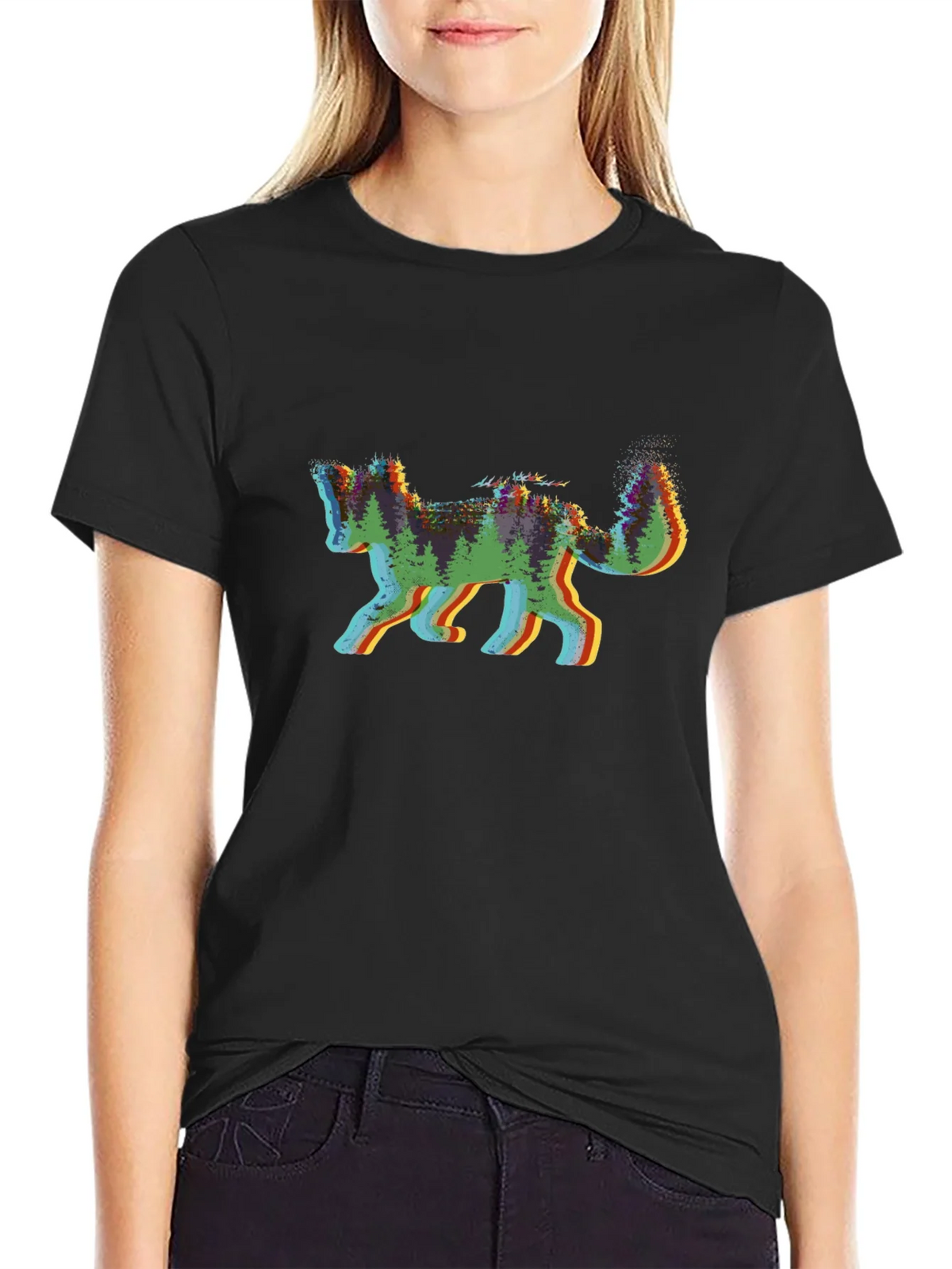 Nature Fox Graphic Tee - Black Cotton Shirt product image 2