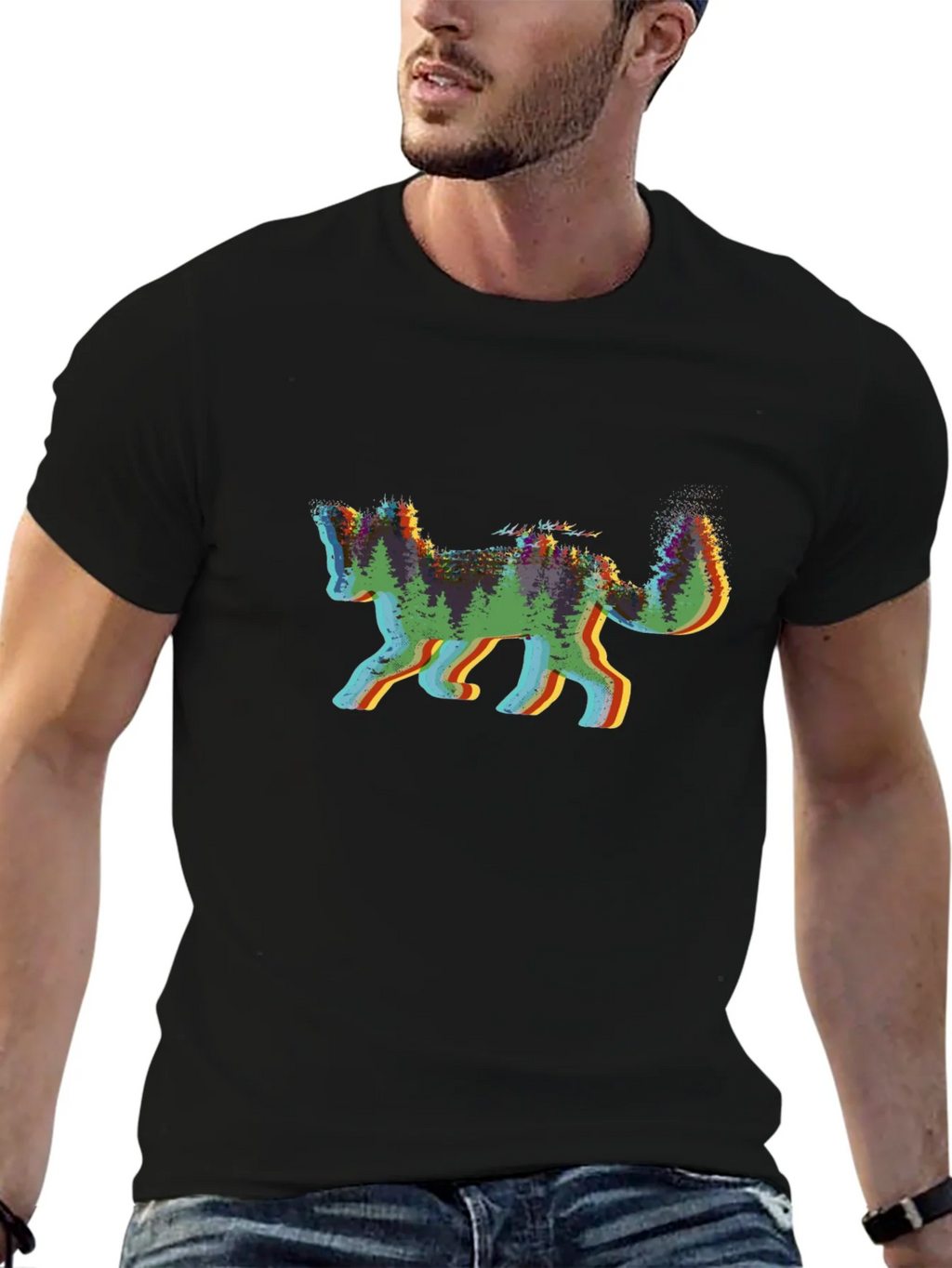 Nature Fox Graphic Tee - Black Cotton Shirt product image 6