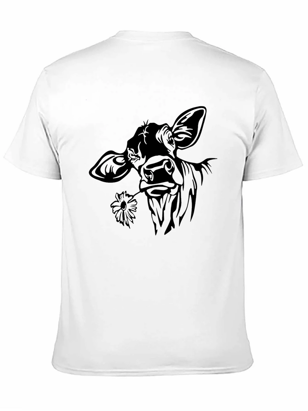 Cow with Flower T-Shirt - Black Crew Neck Tee product image 8