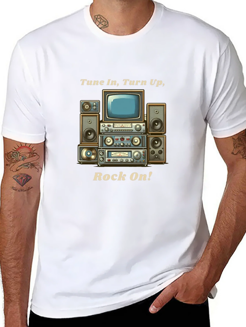 Tune In Turn Up Rock On! Graphic T-Shirt product image 6