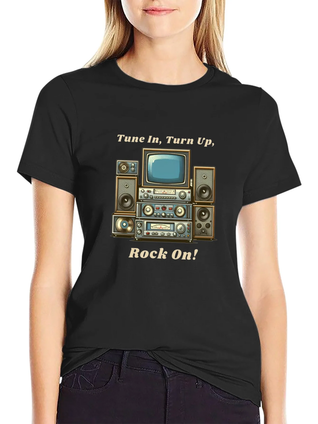 Tune In Turn Up Rock On! Graphic T-Shirt product image 2