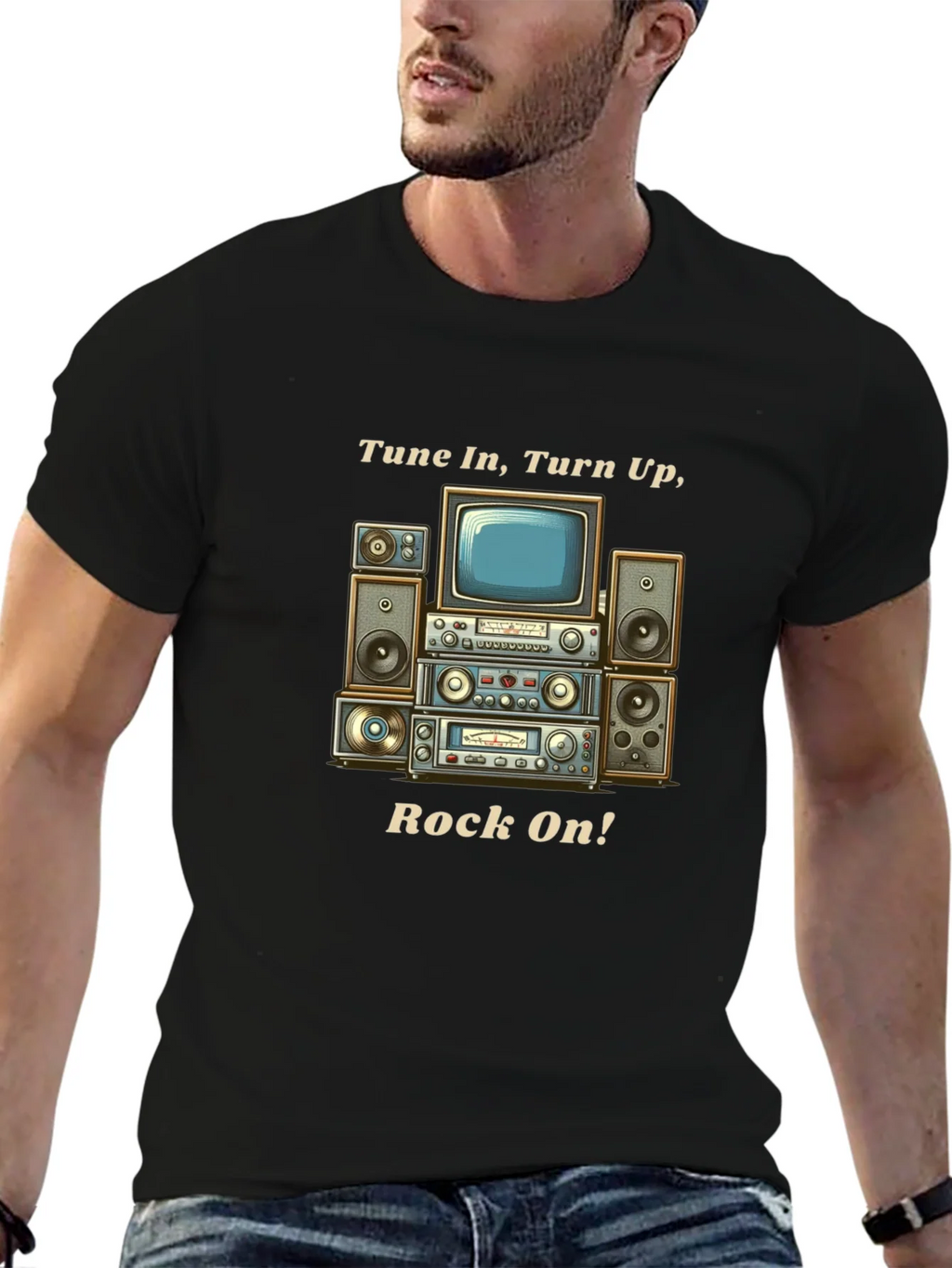 Tune In Turn Up Rock On! Graphic T-Shirt product image 5