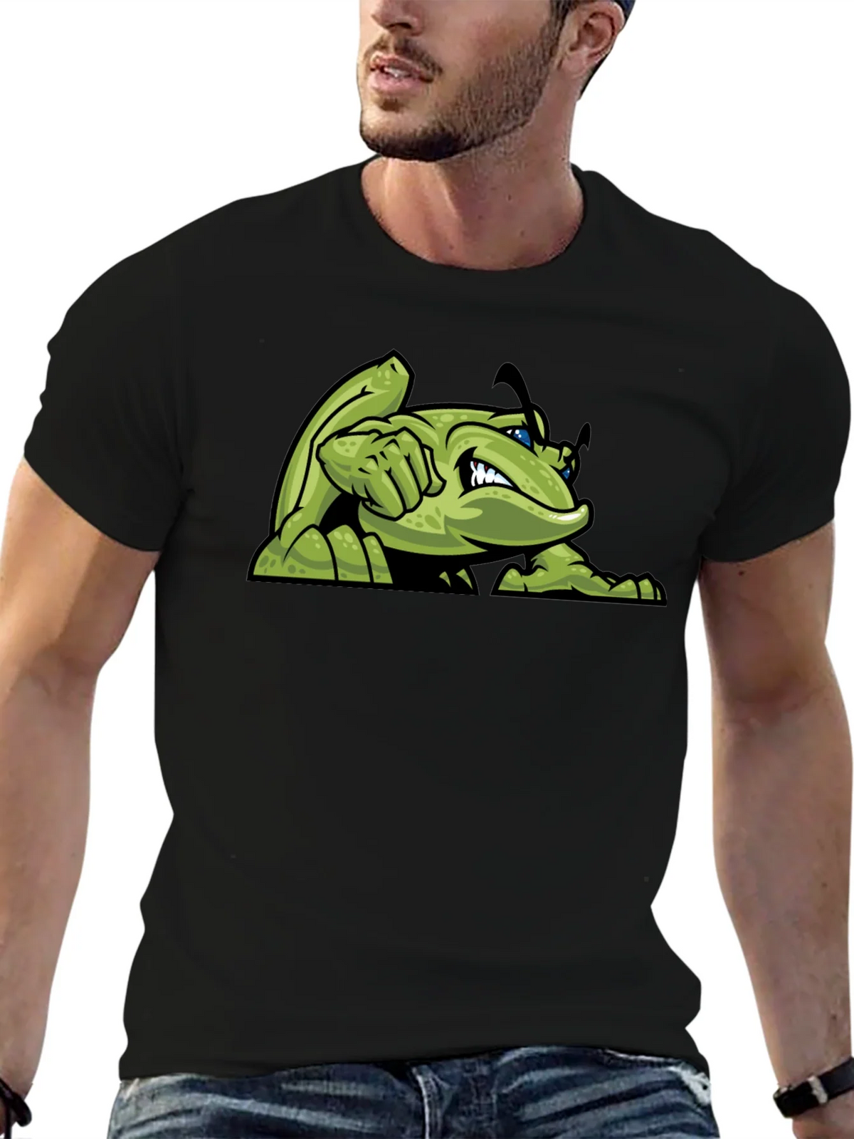Green Angry Bug Graphic Tee - Mens Black T-Shirt product image 6