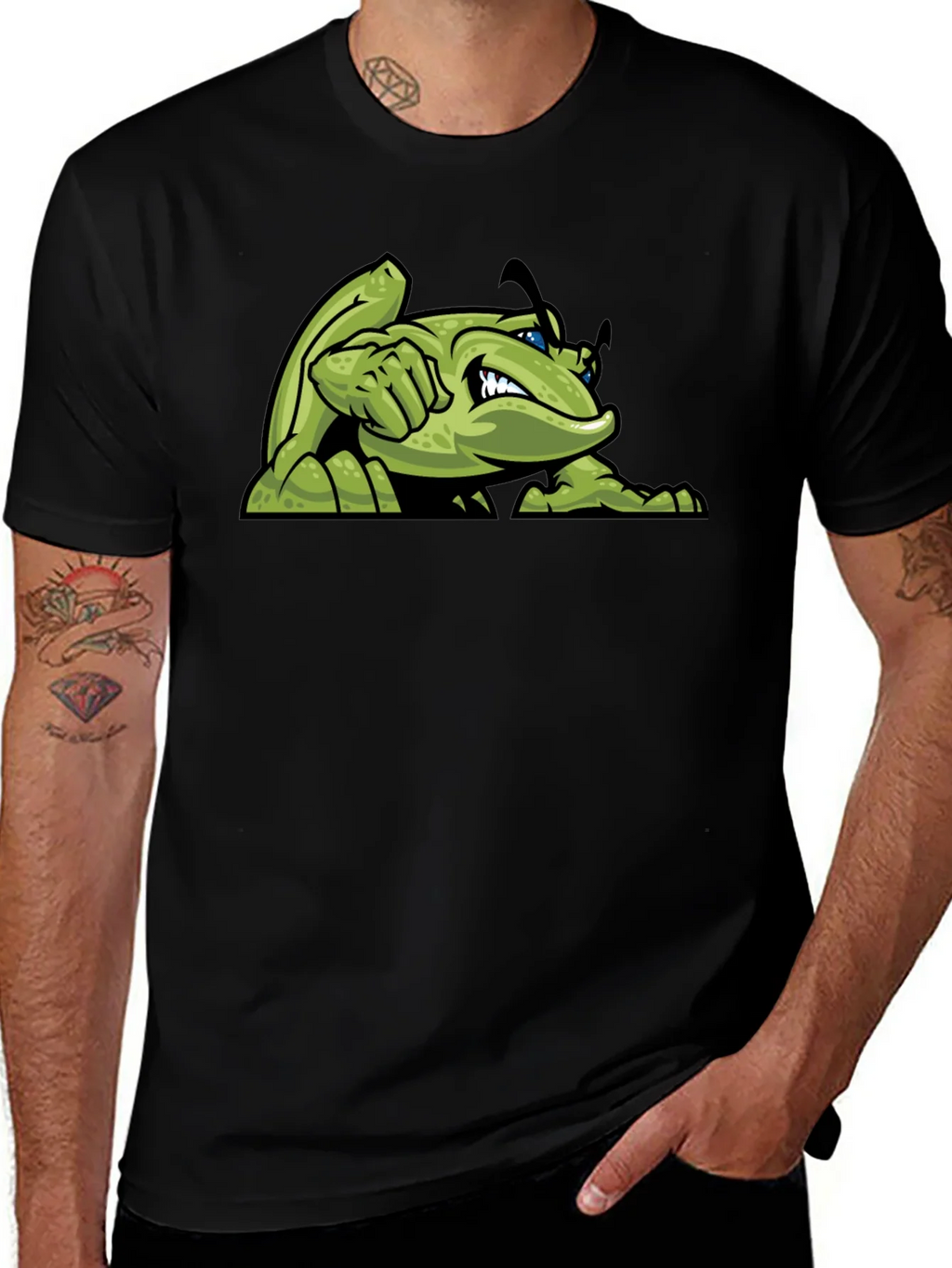 Green Angry Bug Graphic Tee - Mens Black T-Shirt product image 1