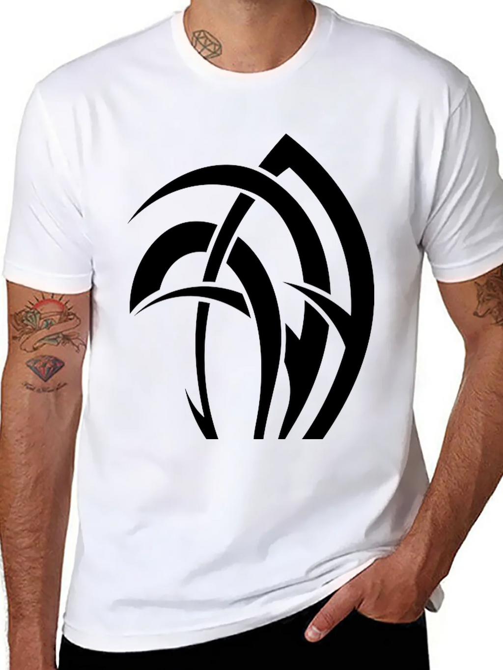 Abstract Graphic Tee - Black Cotton Blend T-Shirt product image 3