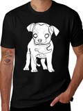 Dog Line Art Graphic Tee - Black Cotton Blend product image 1