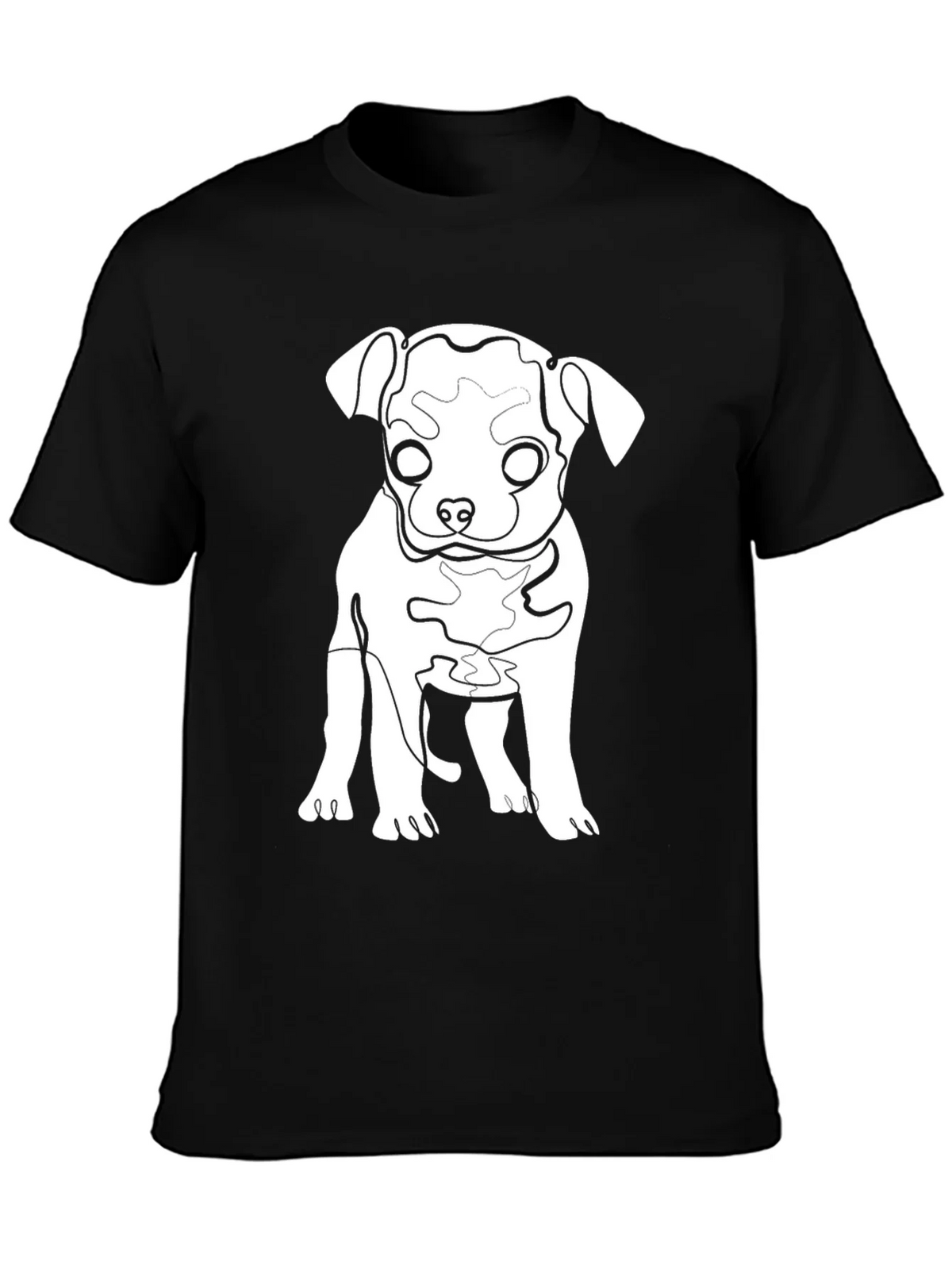 Dog Line Art Graphic Tee - Black Cotton Blend product image 3