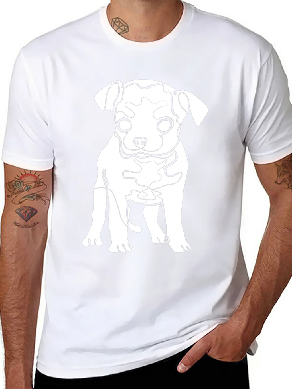 Dog Line Art Graphic Tee - Black Cotton Blend product image 6