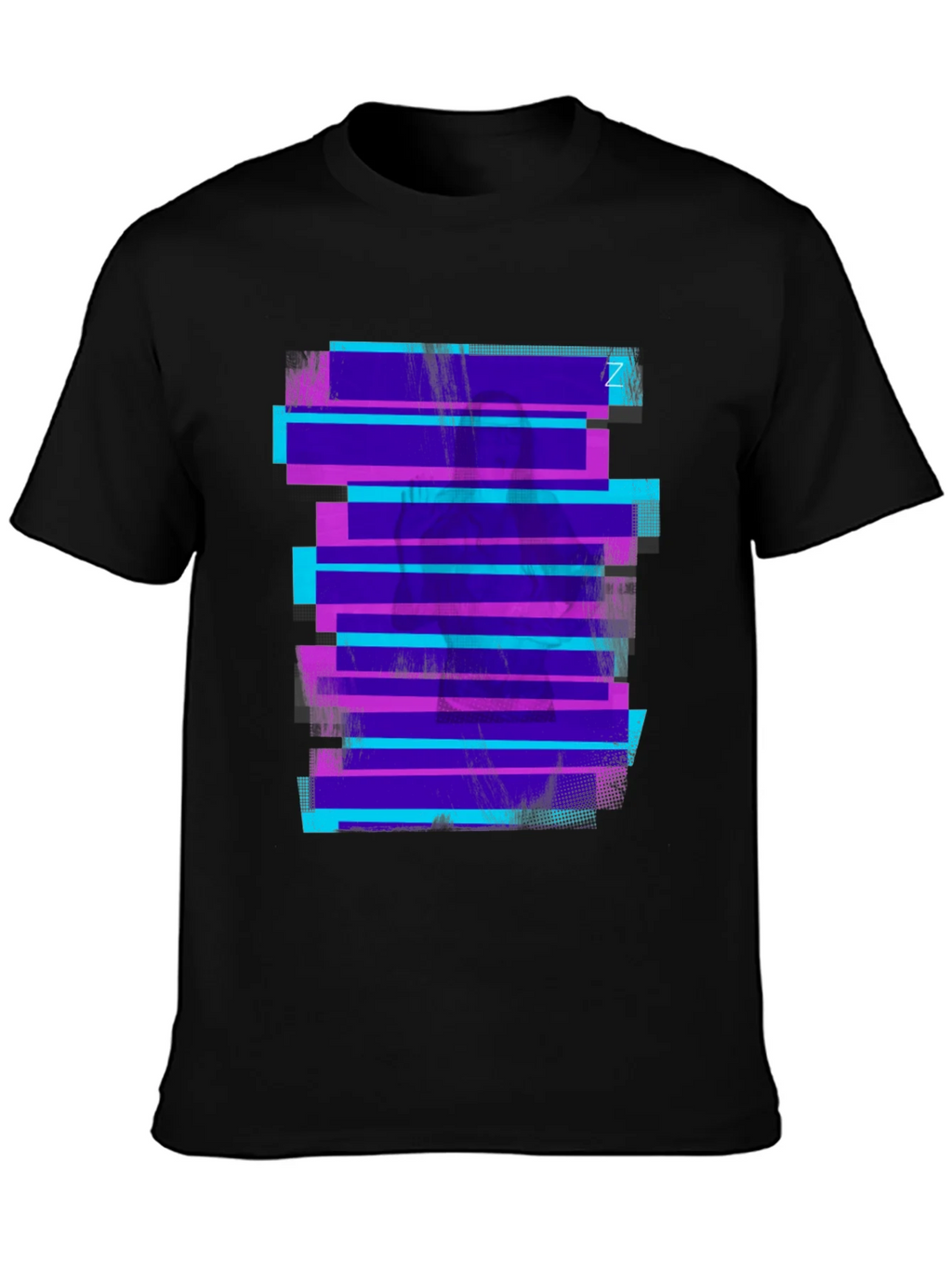 Retro Glitch Tee - Black Graphic Print T-Shirt product image 3
