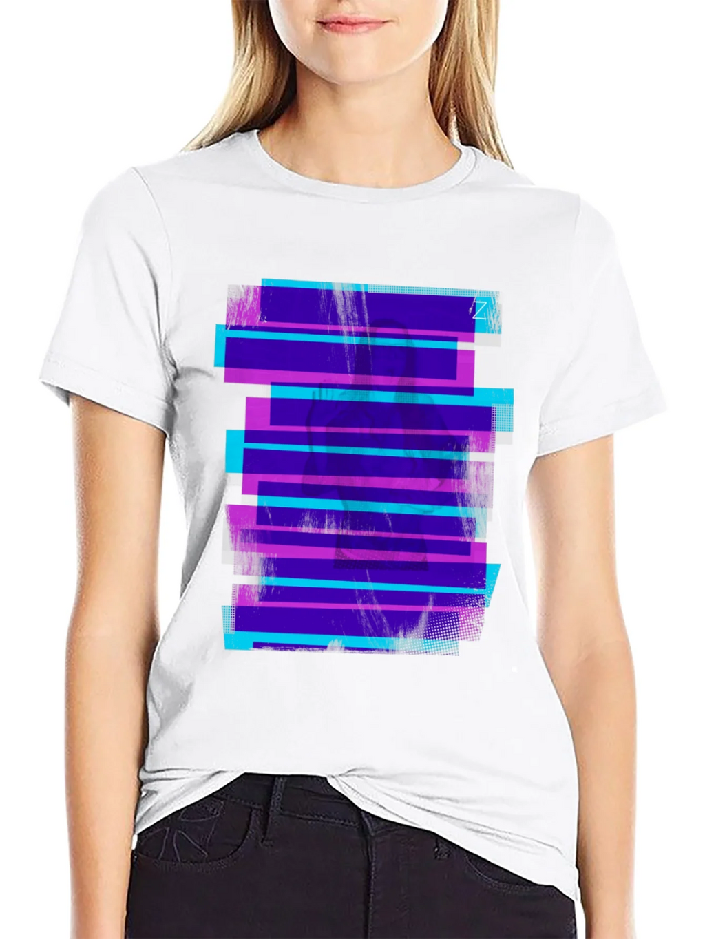 Retro Glitch Tee - Black Graphic Print T-Shirt product image 8