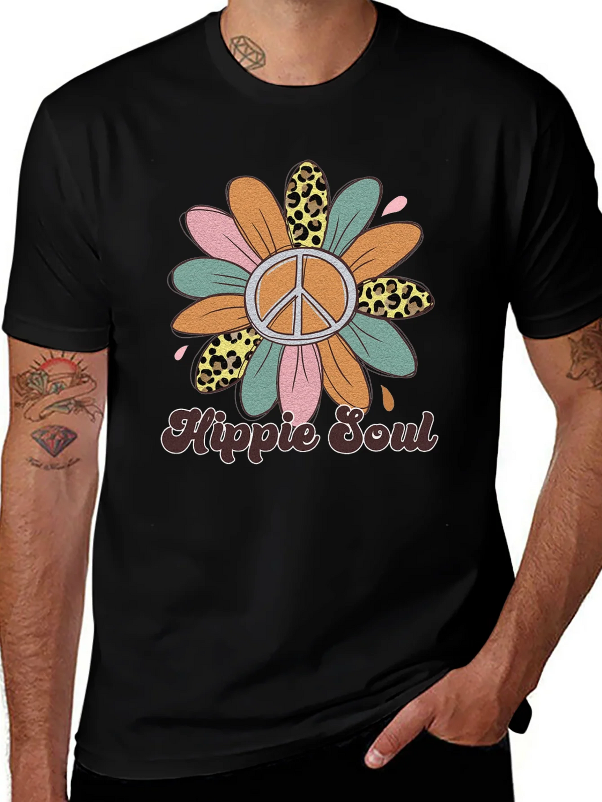Hippie Soul Graphic Tee - Retro Flower Power Shirt product image 1