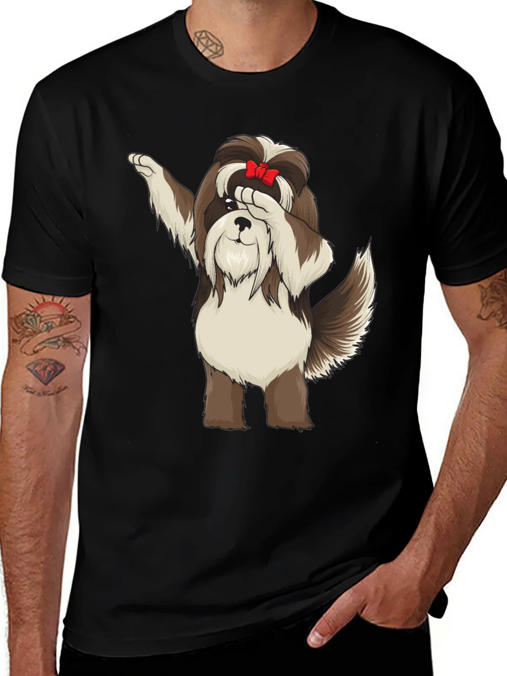 Dabbing Dog Graphic Tee - Trendy Black T-Shirt product image 1