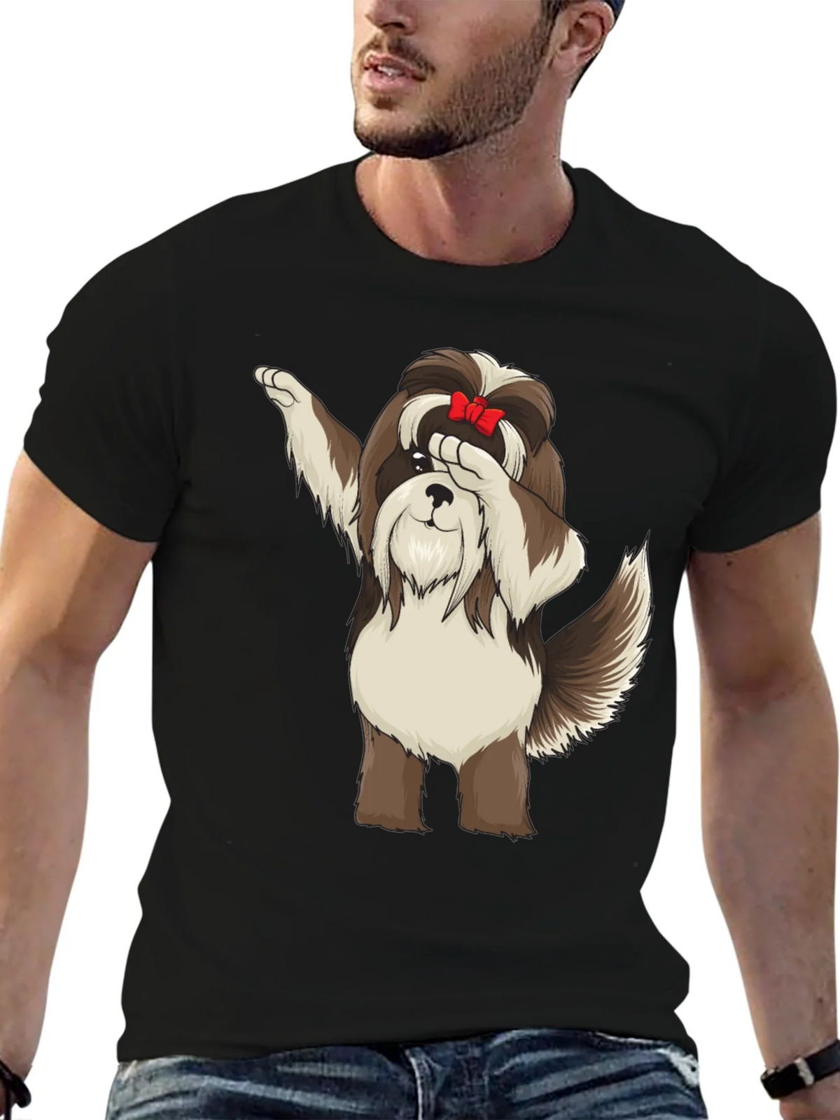 Dabbing Dog Graphic Tee - Trendy Black T-Shirt product image 6