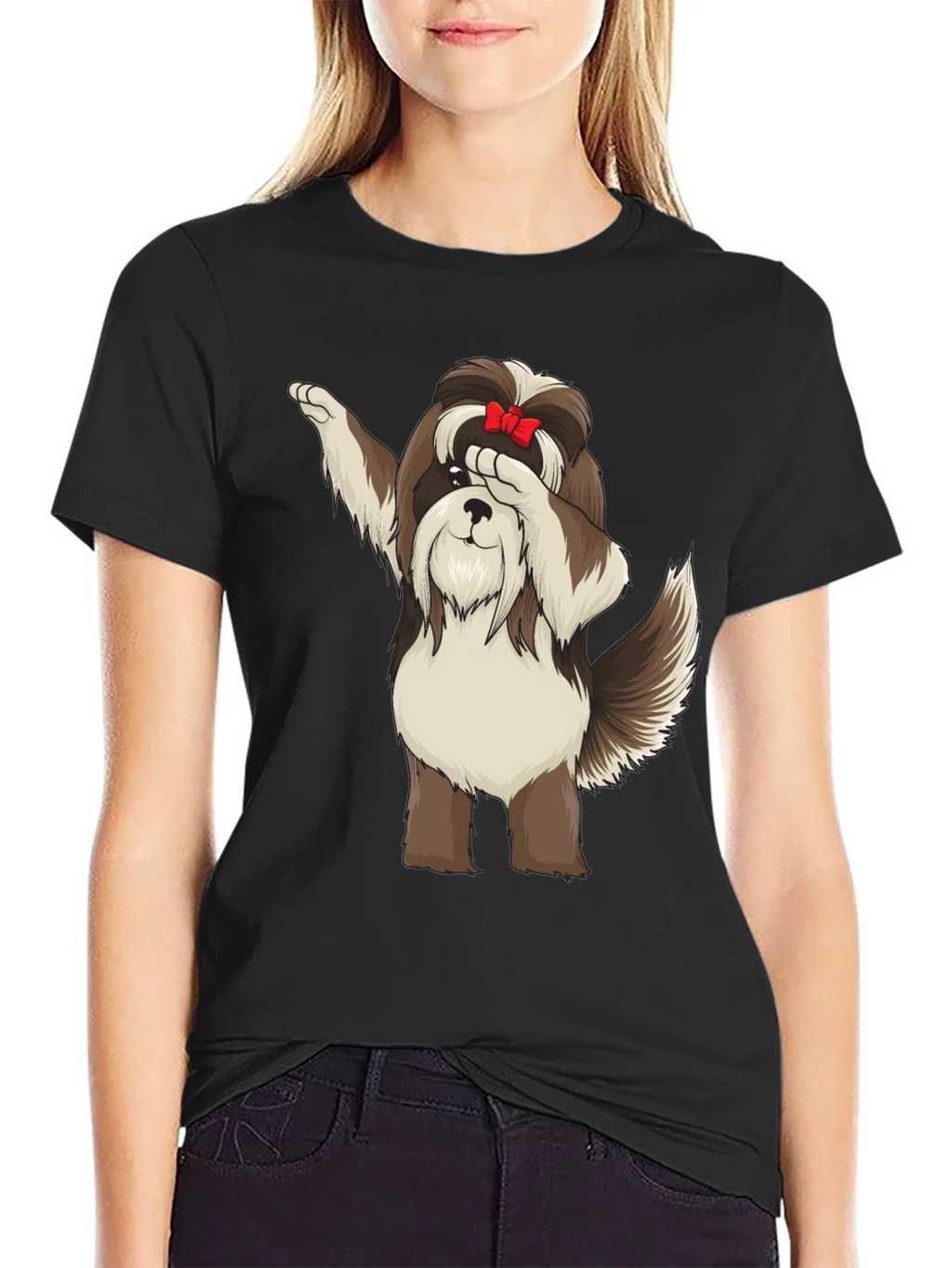Dabbing Dog Graphic Tee - Trendy Black T-Shirt product image 2