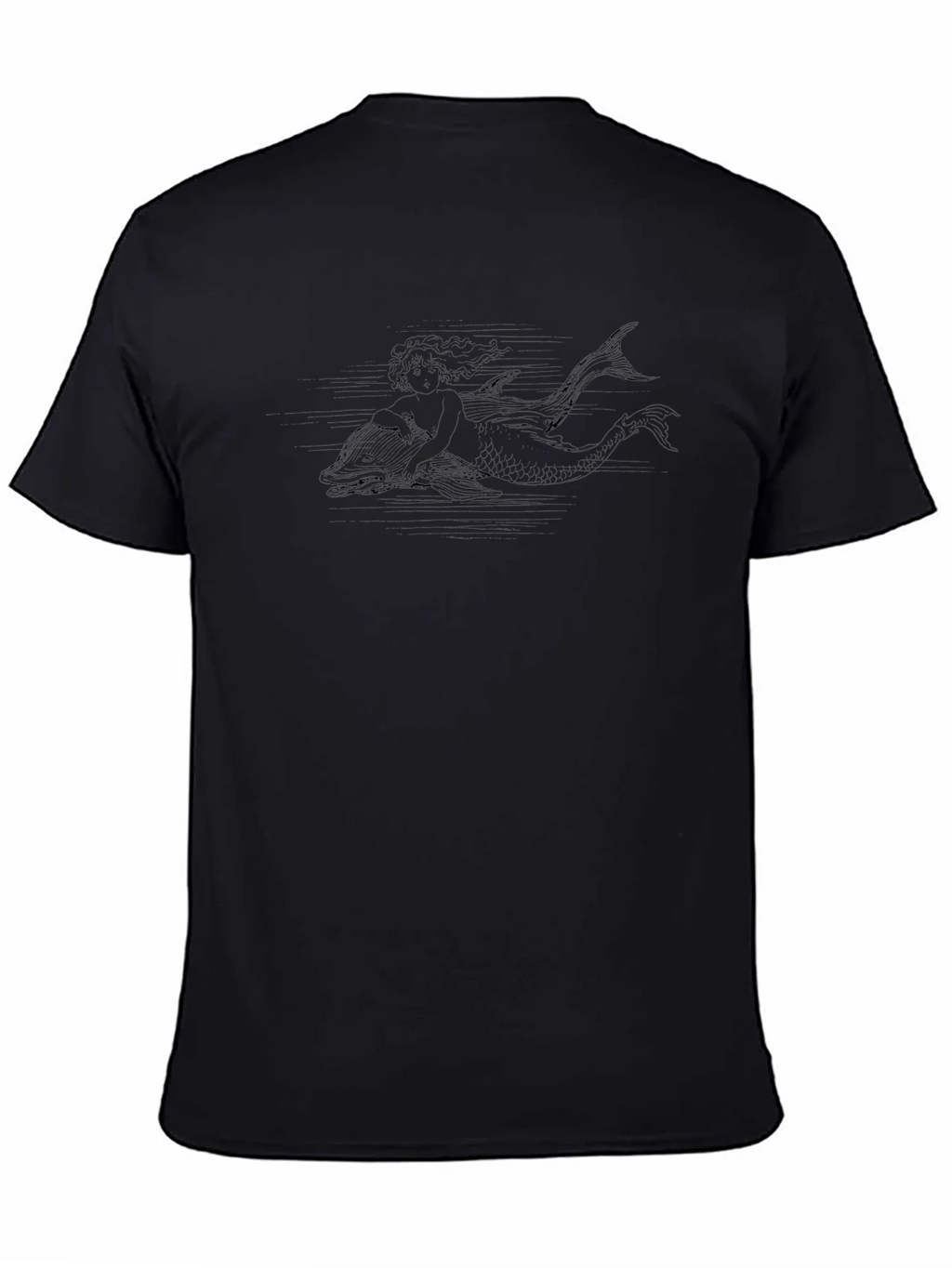 Black T-Shirt with Mermaid & Dolphin Design product image 4