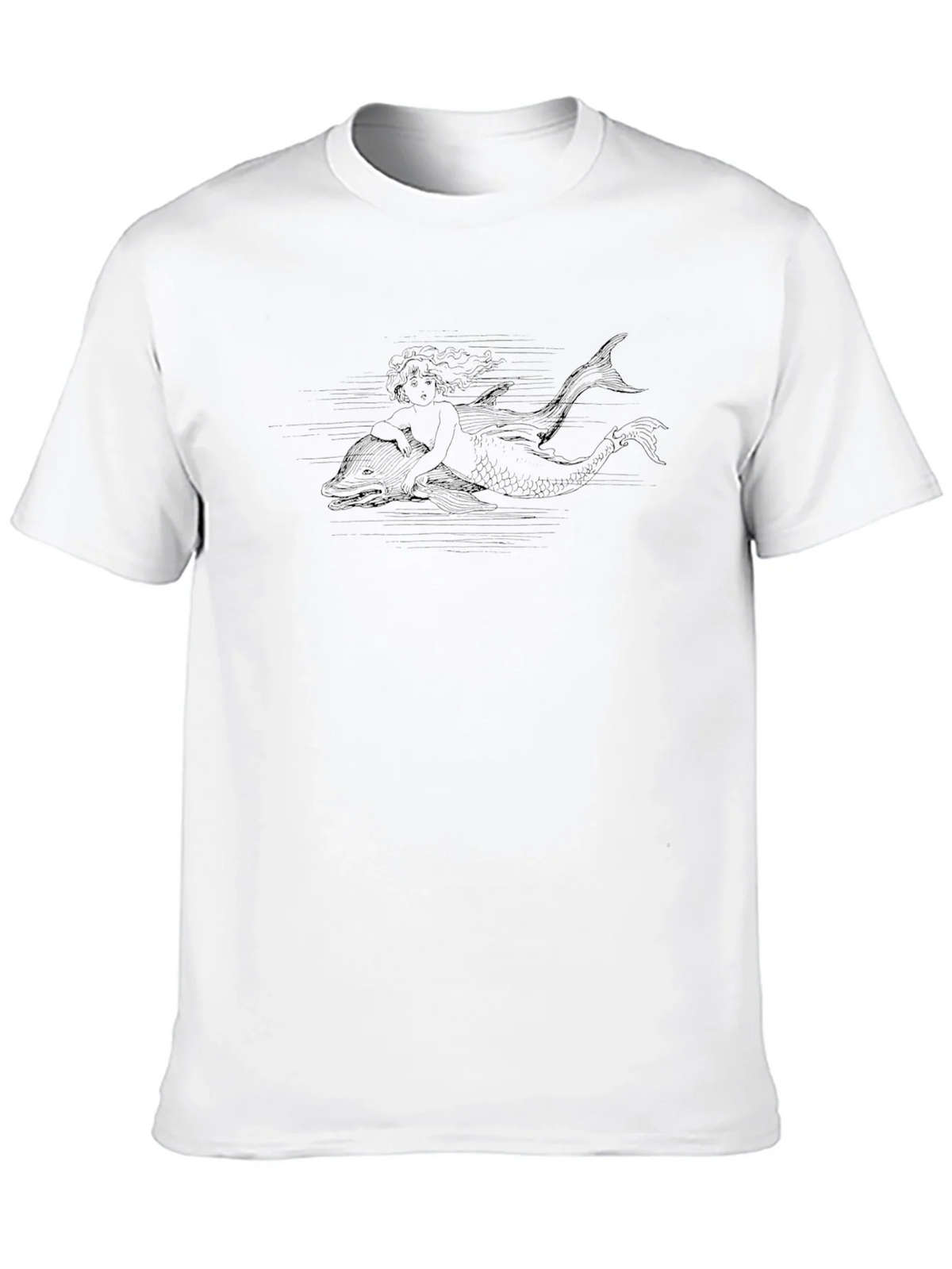 Black T-Shirt with Mermaid & Dolphin Design product image 9