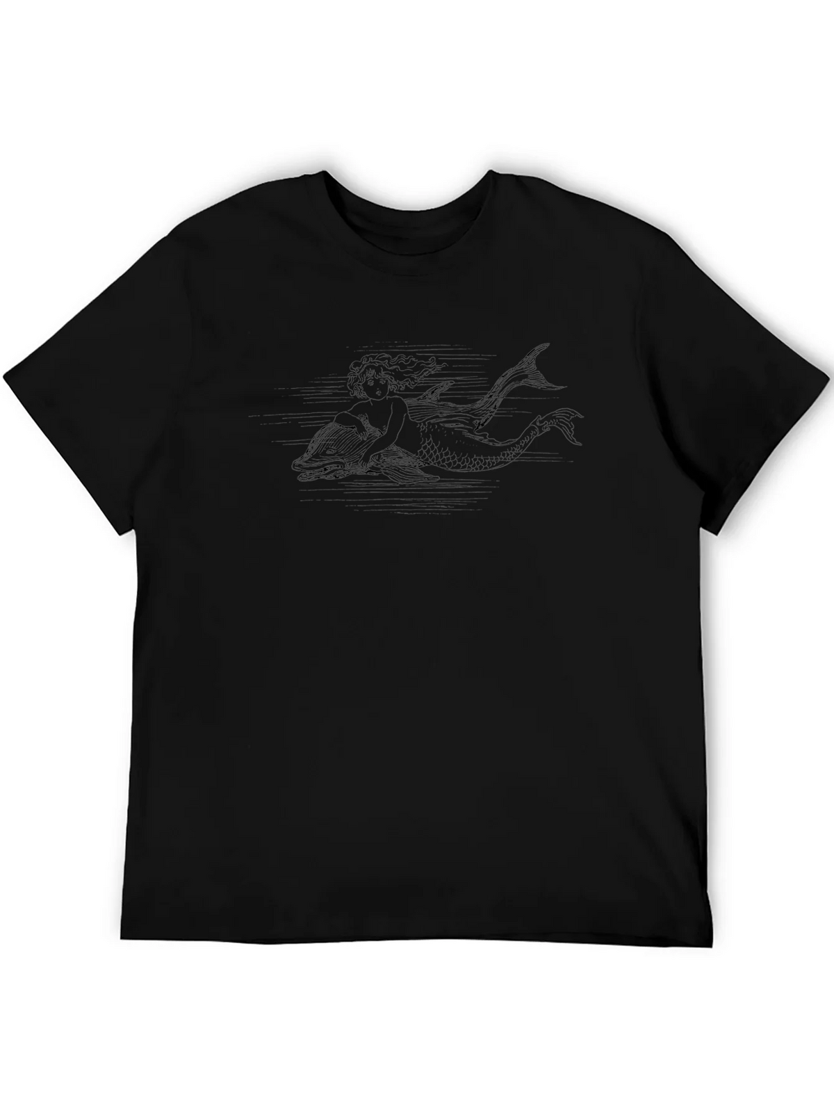 Black T-Shirt with Mermaid & Dolphin Design product image 5
