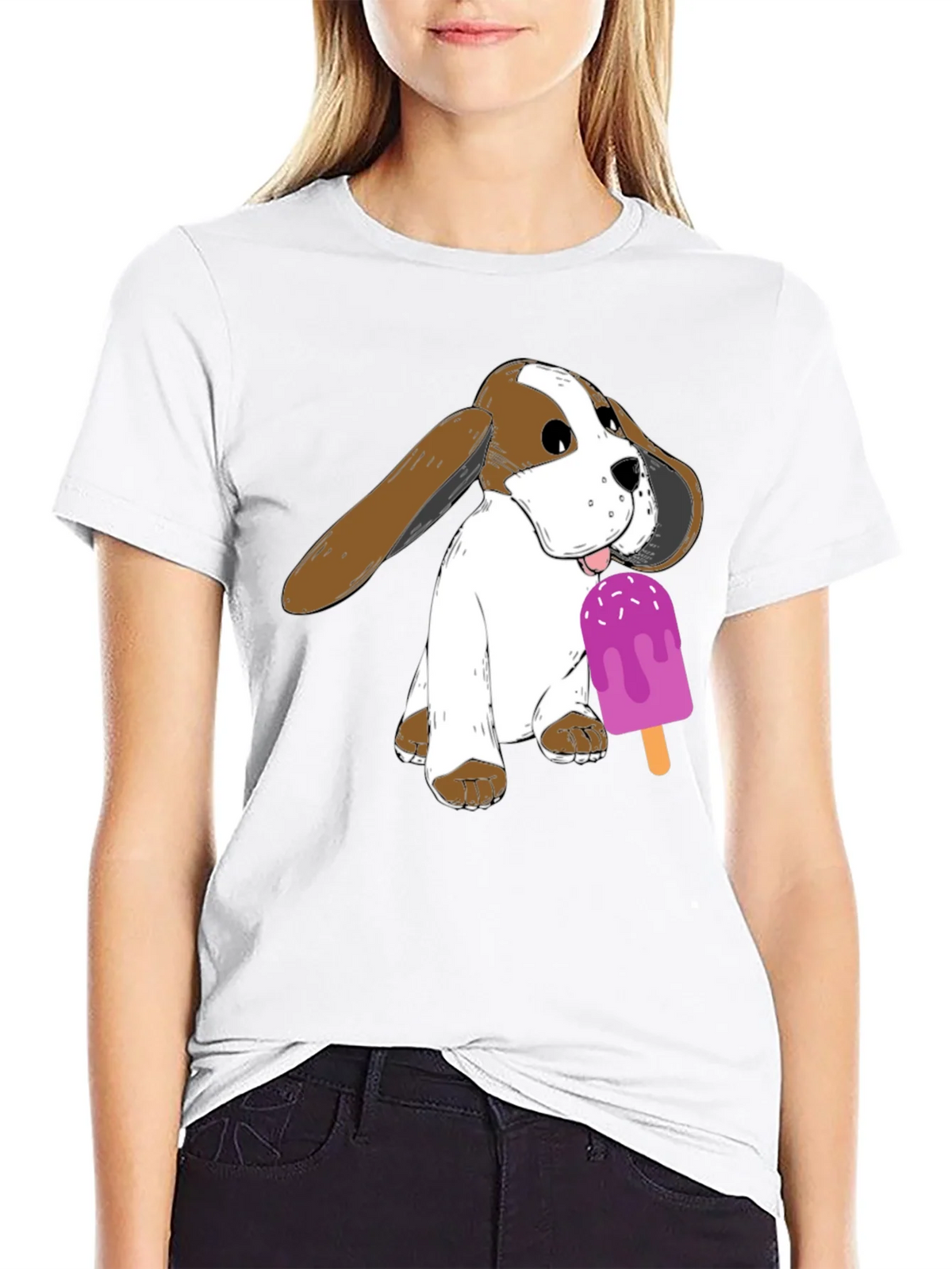 Dog with Popsicle Graphic T-Shirt - Black product image 7