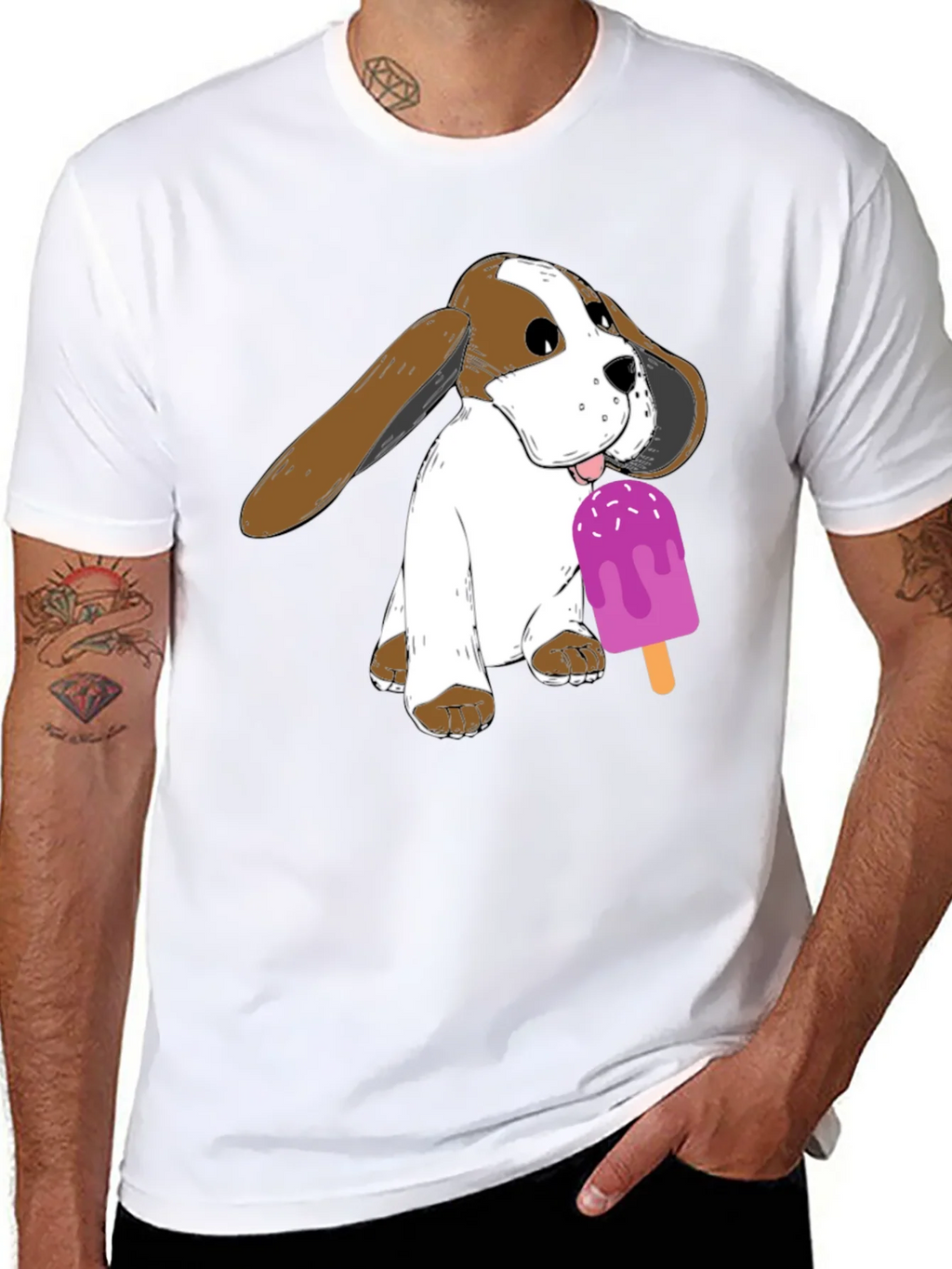 Dog with Popsicle Graphic T-Shirt - Black product image 6