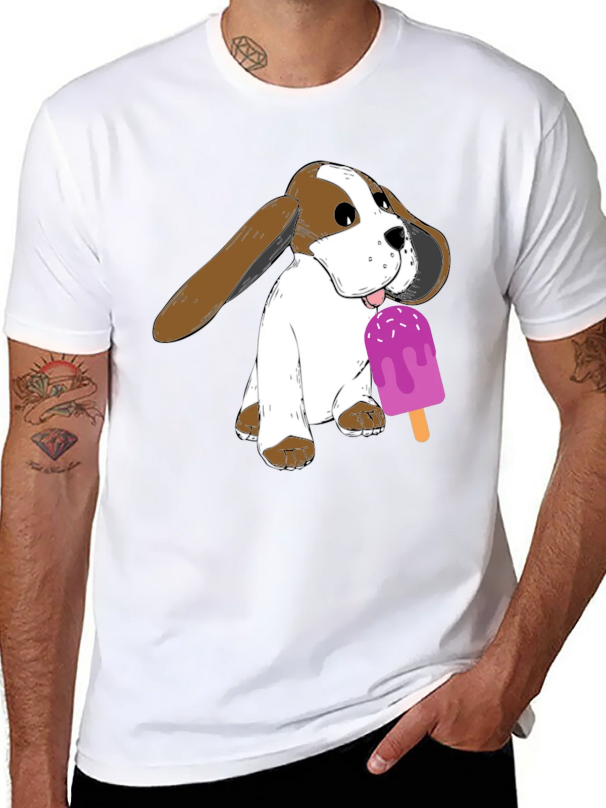 Dog with Popsicle Graphic T-Shirt - Black product image 6