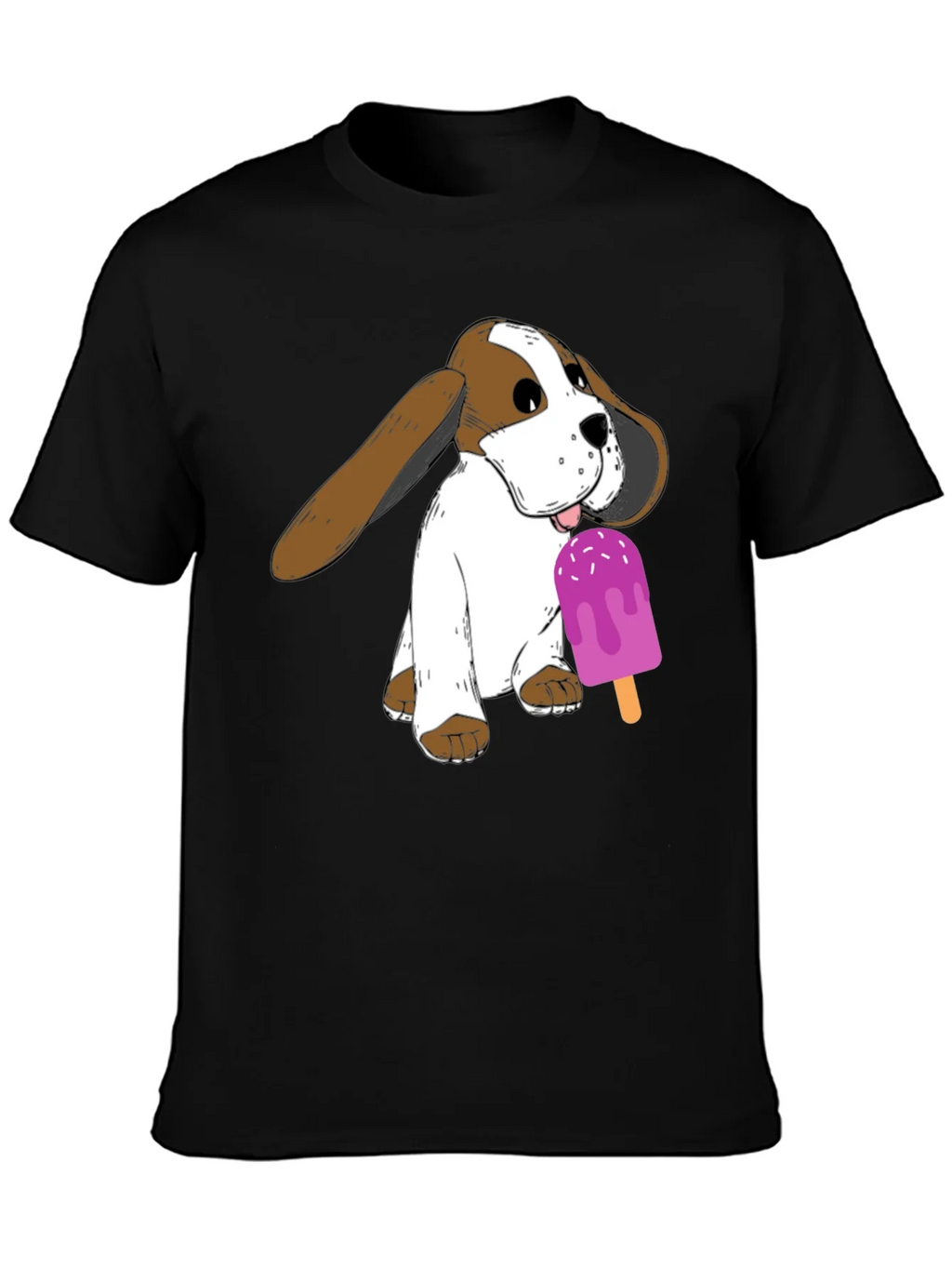 Dog with Popsicle Graphic T-Shirt - Black product image 3
