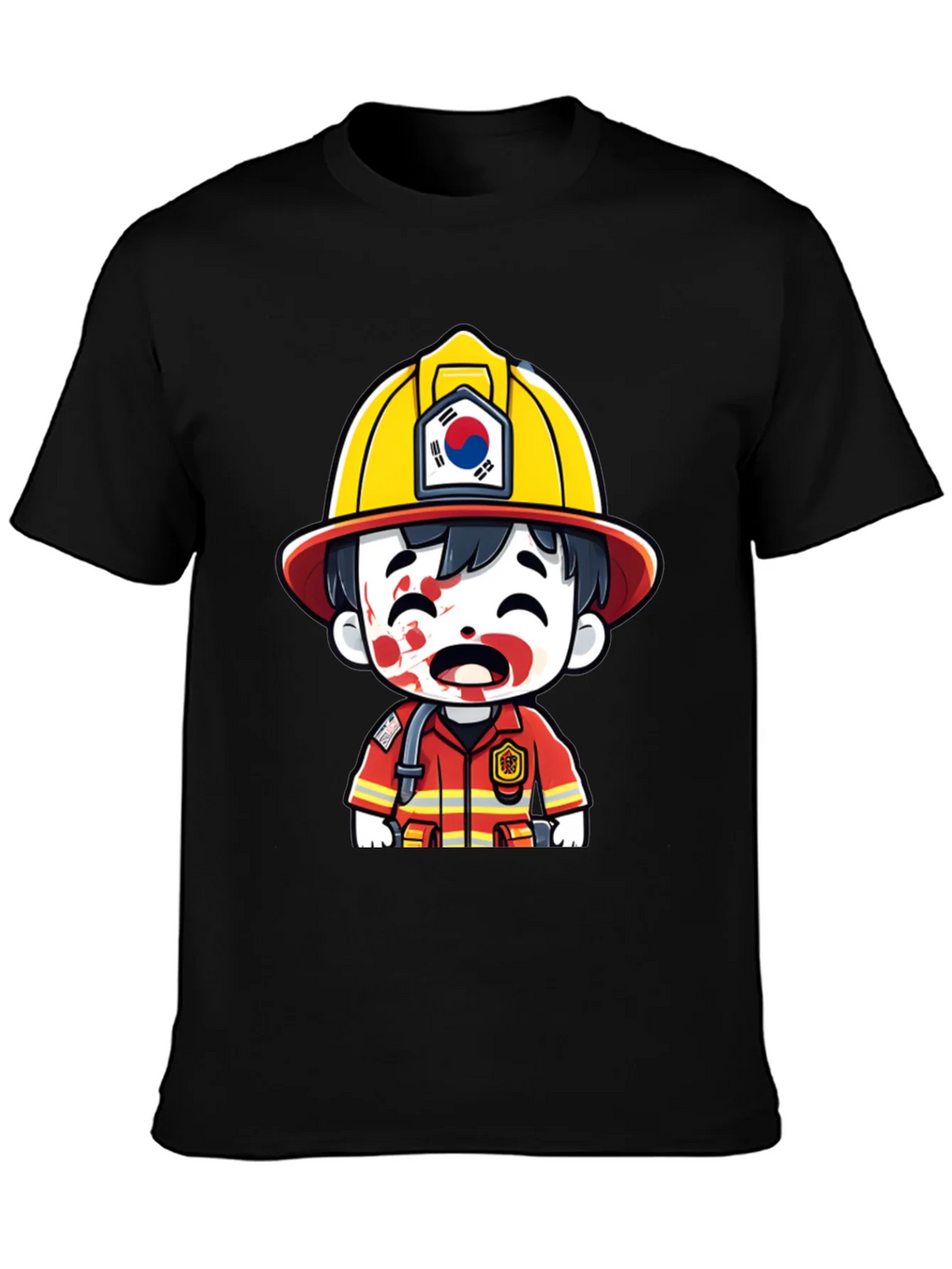 South Korean Firefighter Cartoon T-Shirt product image 3