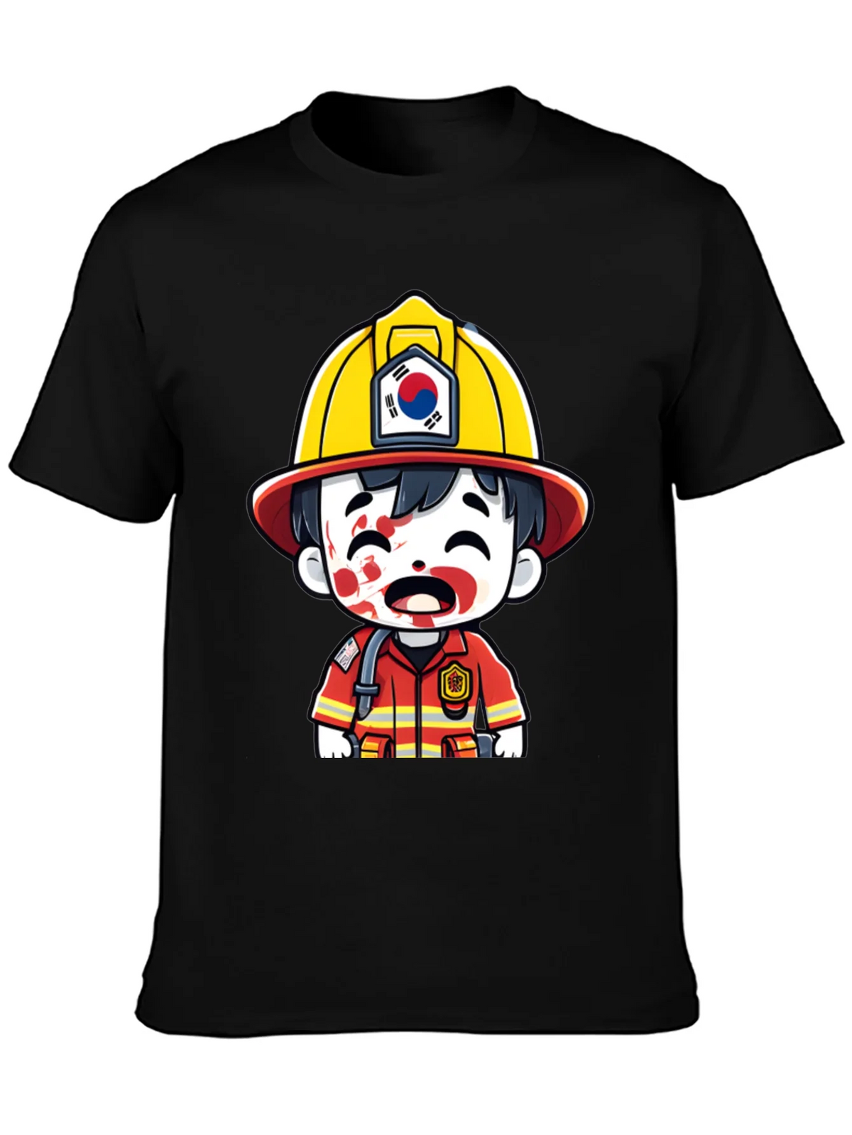 South Korean Firefighter Cartoon T-Shirt product image 3