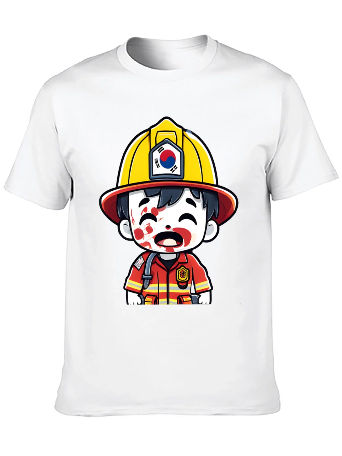 South Korean Firefighter Cartoon T-Shirt product image 9