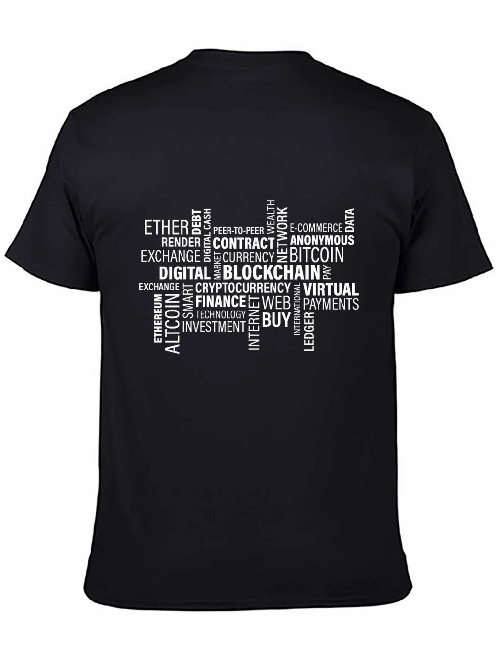 Bitcoin Cryptocurrency Word Art Black T-Shirt product image 4