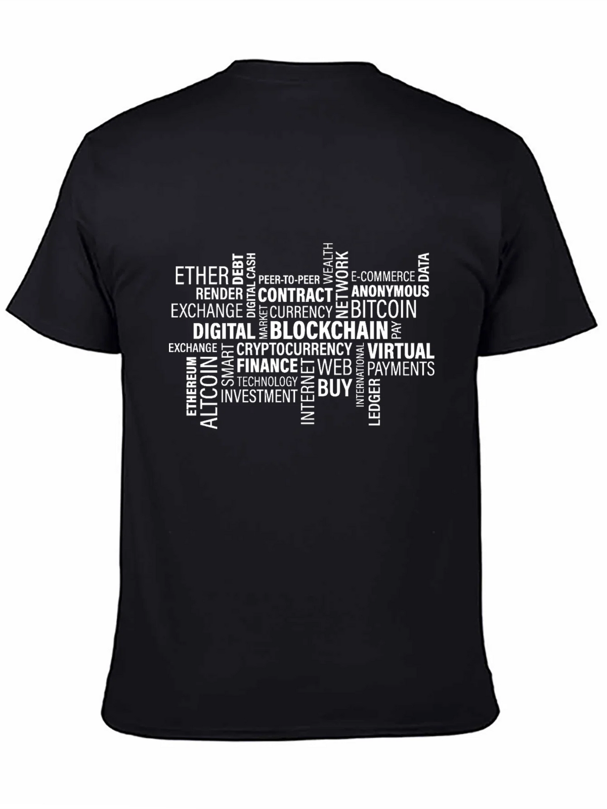Bitcoin Cryptocurrency Word Art Black T-Shirt product image 4