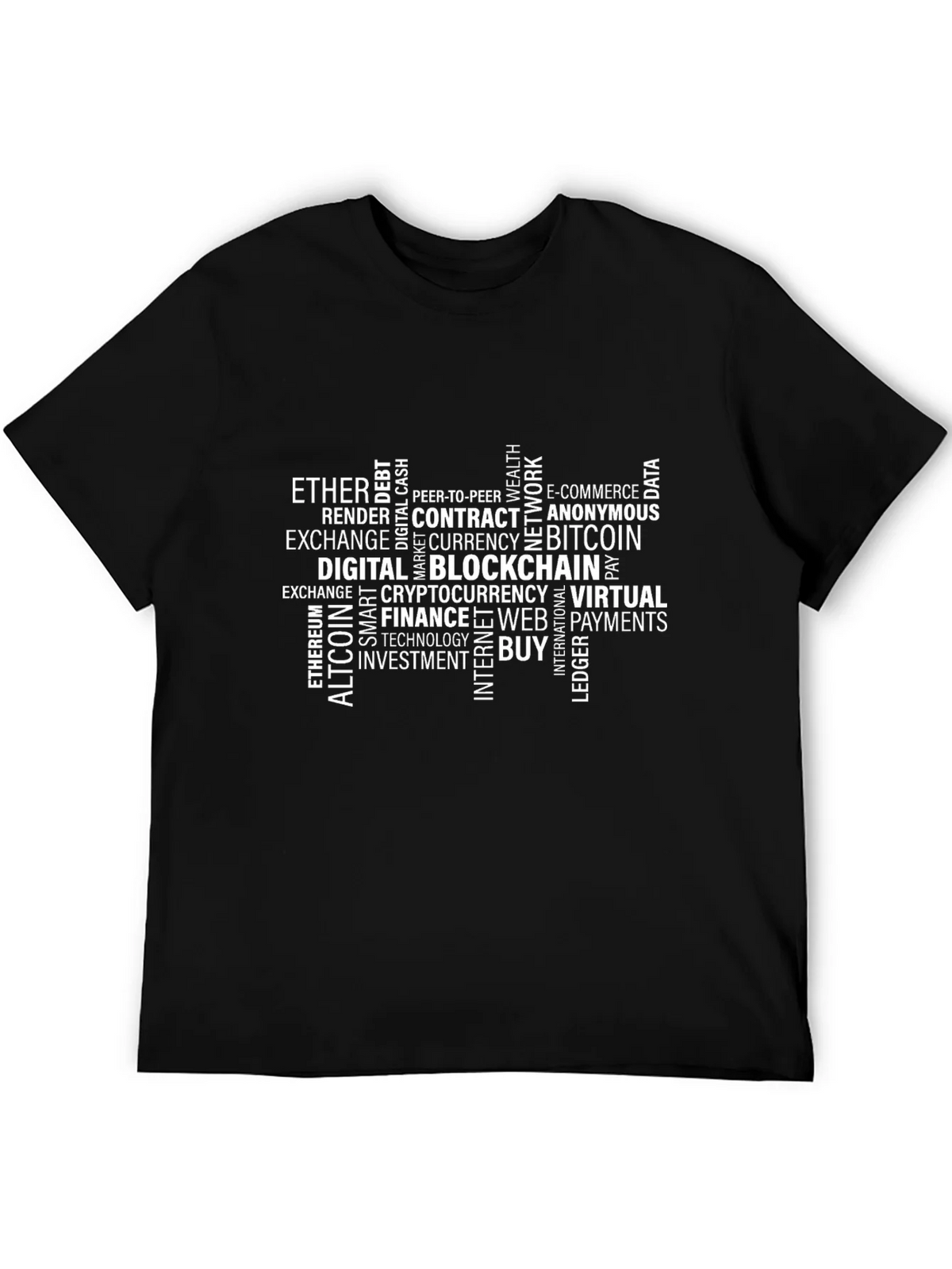 Bitcoin Cryptocurrency Word Art Black T-Shirt product image 5