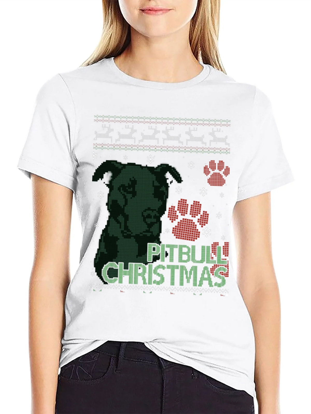 Pitbull Christmas Ugly Sweater T-Shirt product image 8