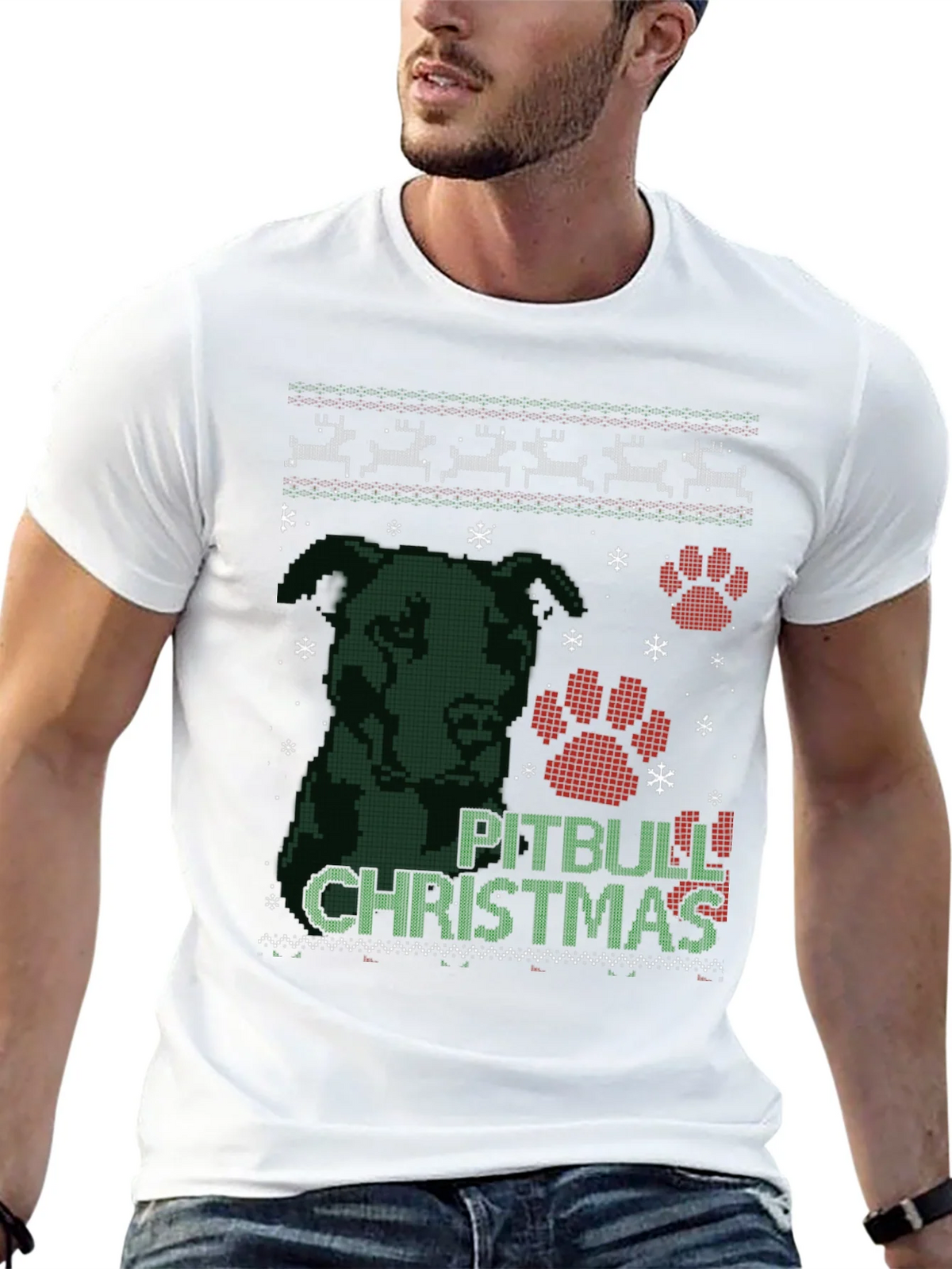 Pitbull Christmas Ugly Sweater T-Shirt product image 12